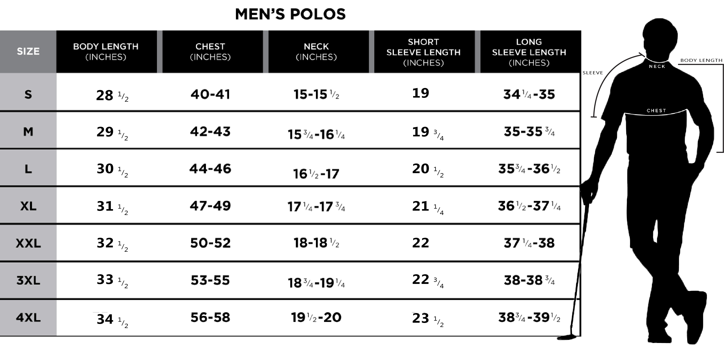 Pullover Size Chart